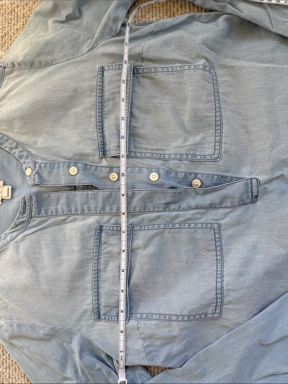 J. Crew Factory Light Blue Denim Button-Front Tunic Women’s Size Small - Picture 5 of 7